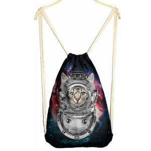 NWT The Astro Cat Canvas Backpack Laptop Carry All Tote Bag Festival Rave Gym